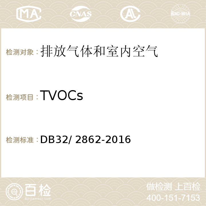 TVOCs DB32/ 2862-2016 表面涂装(汽车制造业)挥发性有机物 排放标准