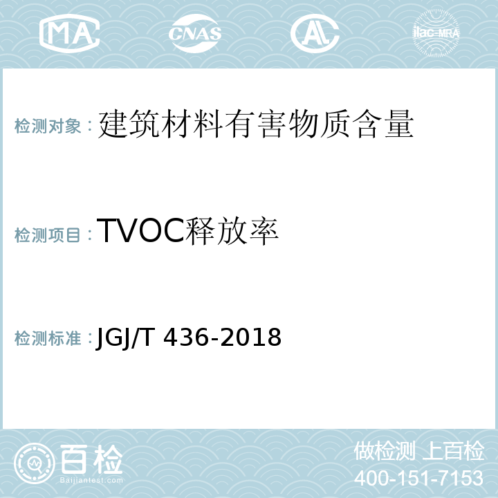 TVOC释放率 住宅建筑室内装修污染控制技术标准 JGJ/T 436-2018 附录A 材料污染物释放特性参数检验方法