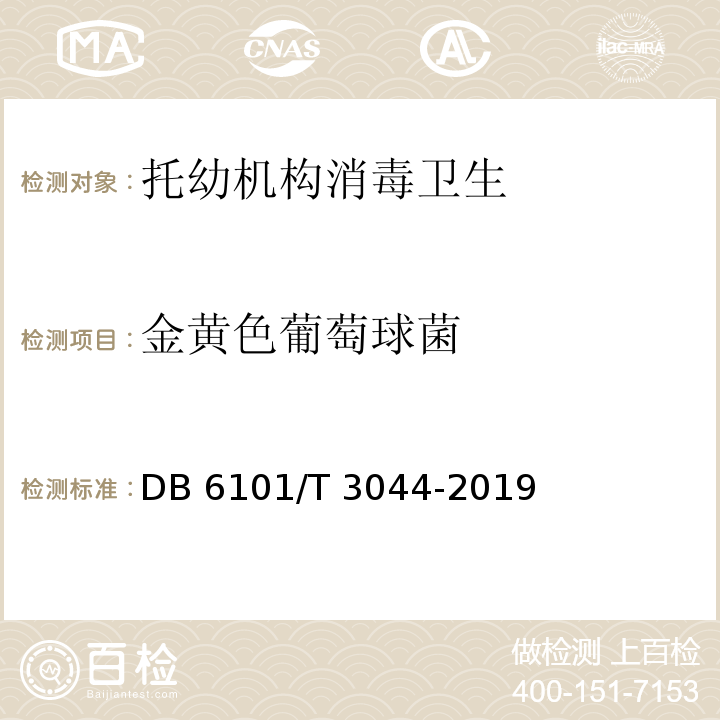 金黄色葡萄球菌 消毒卫生技术规范 托幼机构DB 6101/T 3044-2019