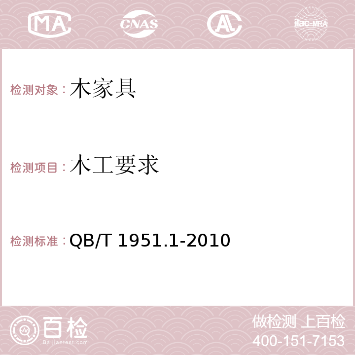 木工要求 木家具质量检验及质量评定QB/T 1951.1-2010