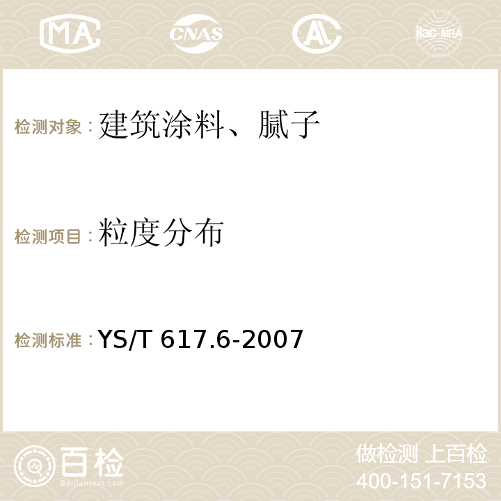 粒度分布 铝、镁及其合金粉理化性能测定方法 第6部分 粒度分布的测定 筛分法YS/T 617.6-2007