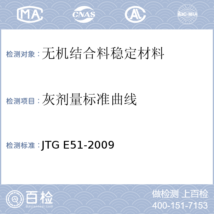 灰剂量标准曲线 JTG E51-2009 公路工程无机结合料稳定材料试验规程