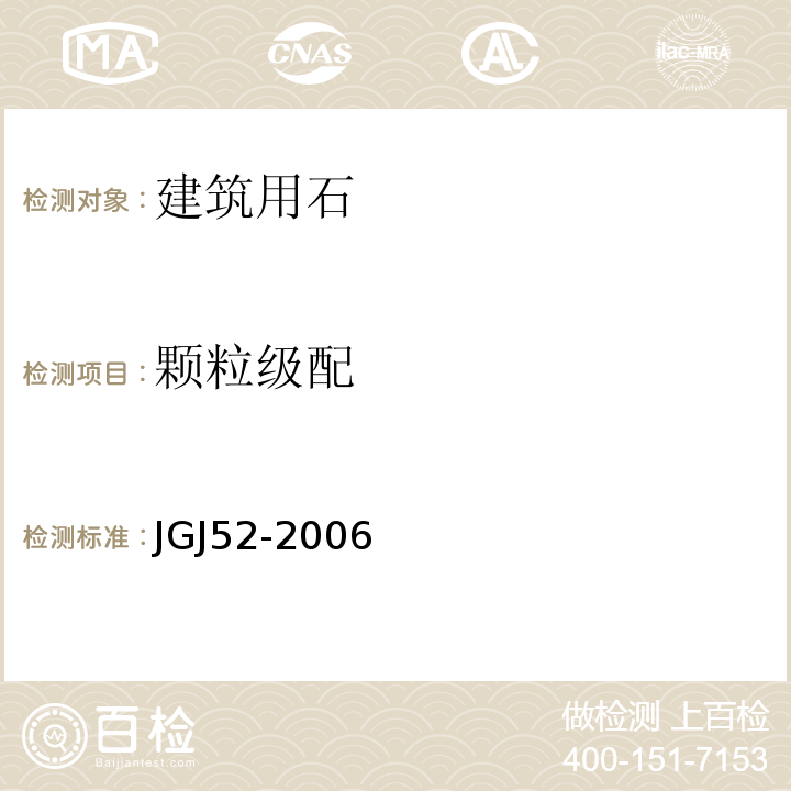 颗粒级配 普通混凝土用沙、石质量及检验方法标准 JGJ52-2006