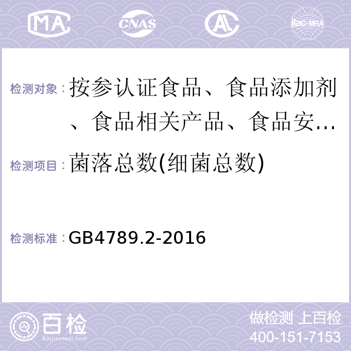 菌落总数(细菌总数) 食品微生物学检验菌落总数GB4789.2-2016