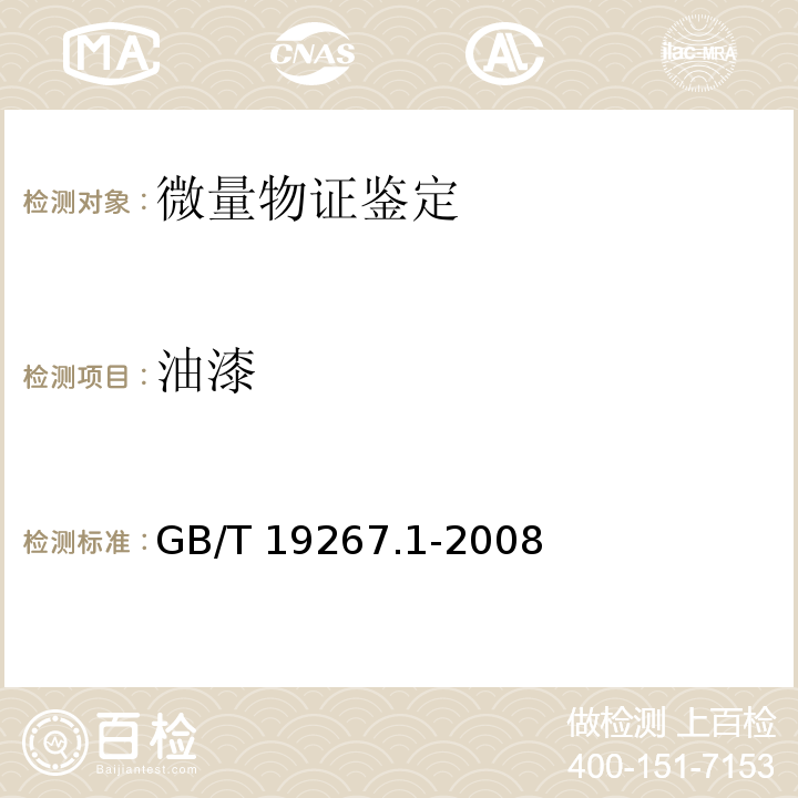 油漆 GB/T 19267.1-2008 刑事技术微量物证的理化检验 第1部分:红外吸收光谱法