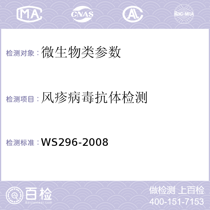 风疹病毒抗体检测 风疹诊断标准 WS296-2008