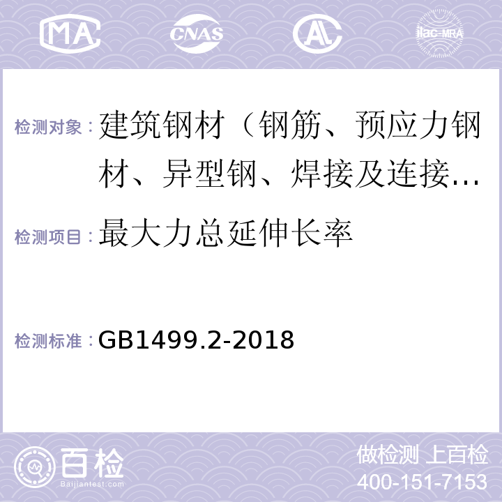 最大力總延伸長率 鋼筋混凝土用鋼第2部分：熱軋帶肋鋼筋 GB1499.2-2018