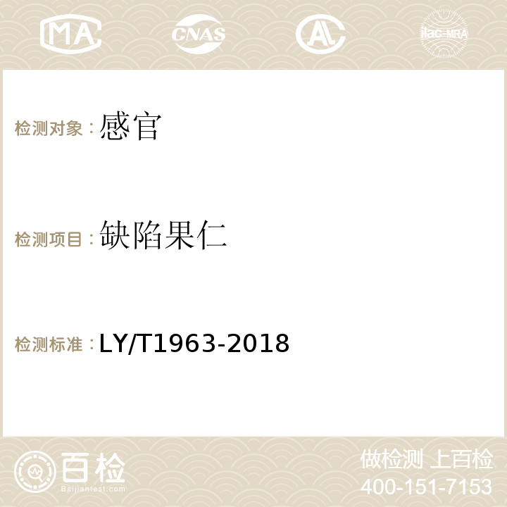 缺陷果仁 澳洲坚果果仁LY/T1963-2018中6.2.6