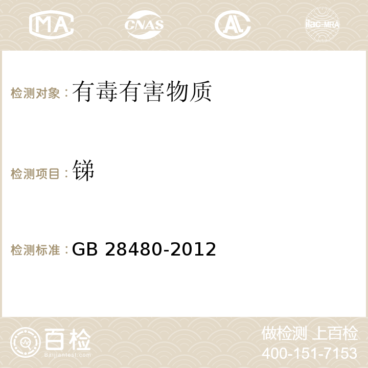锑 饰品GB 28480-2012
