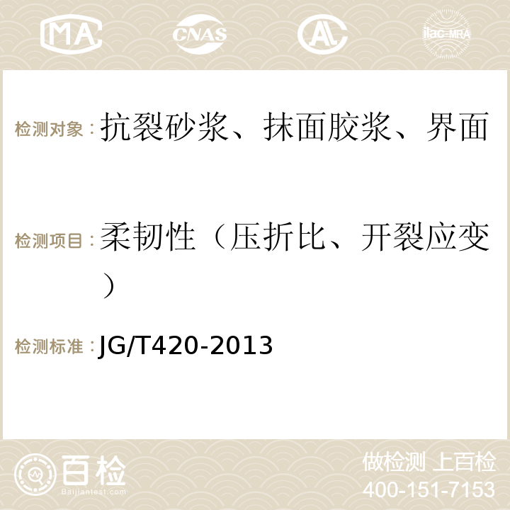 柔韧性（压折比、开裂应变） 硬泡聚氨酯板薄抹灰外墙系统材料JG/T420-2013