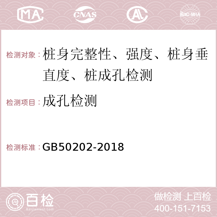 成孔检测 建筑地基基础工程施工质量验收规范GB50202-2018