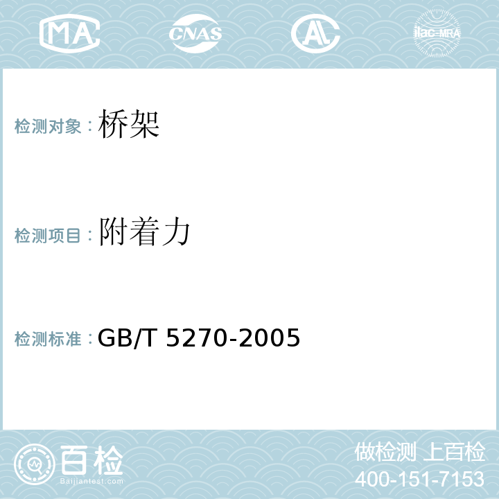 附着力 金属基体上的金属覆盖层　电沉积和化学沉积层　附着强度试验方法评述GB/T 5270-2005　5.3.2