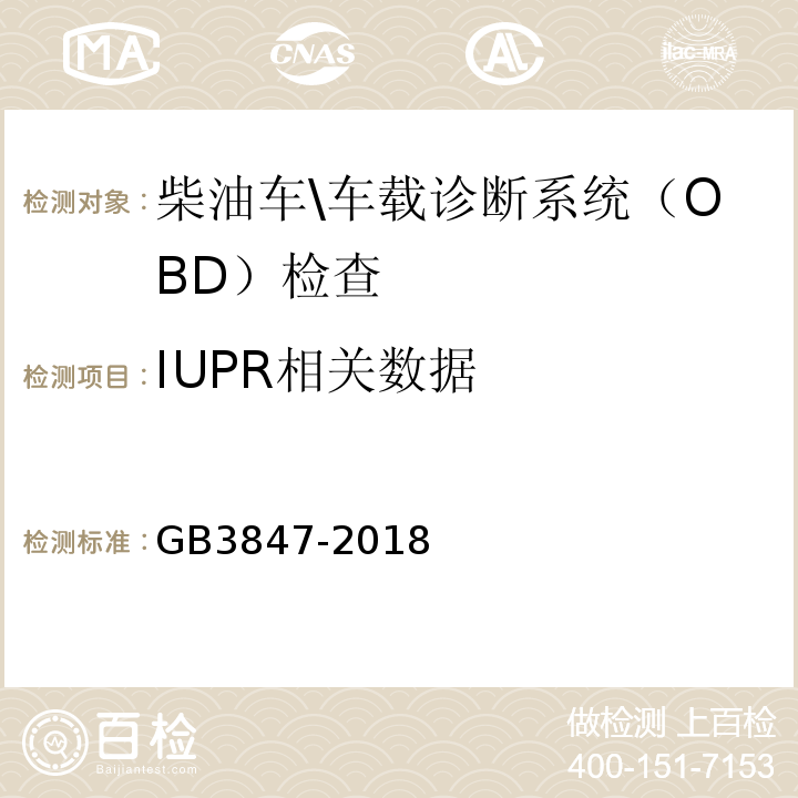 IUPR相关数据 GB3847-2018柴油车污染物排放限值及测量方法(自由加速法及加载减速法)