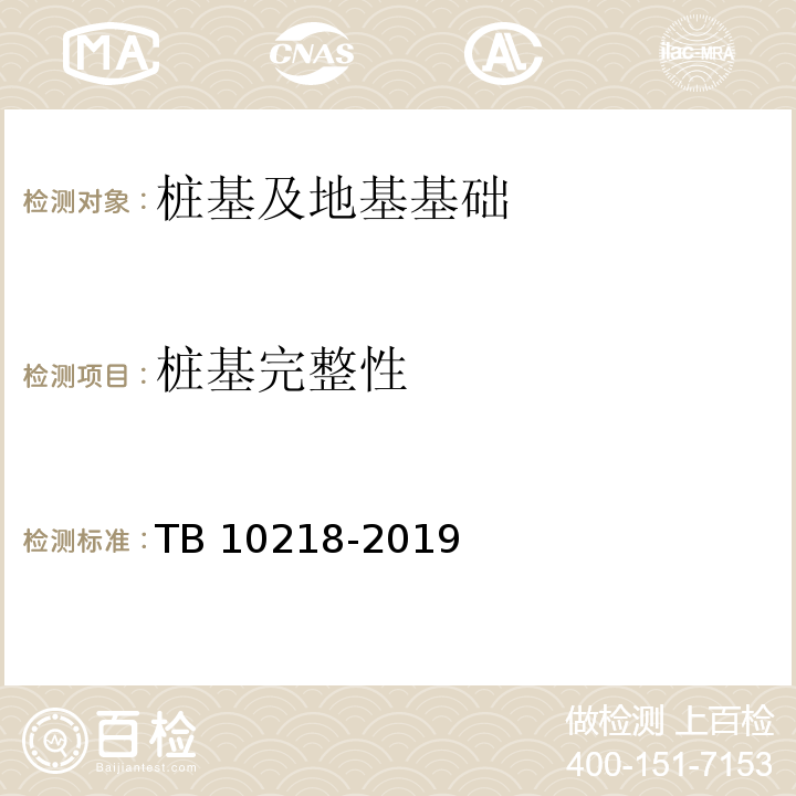 桩基完整性 铁路工程基桩无损检测规程 TB 10218-2019