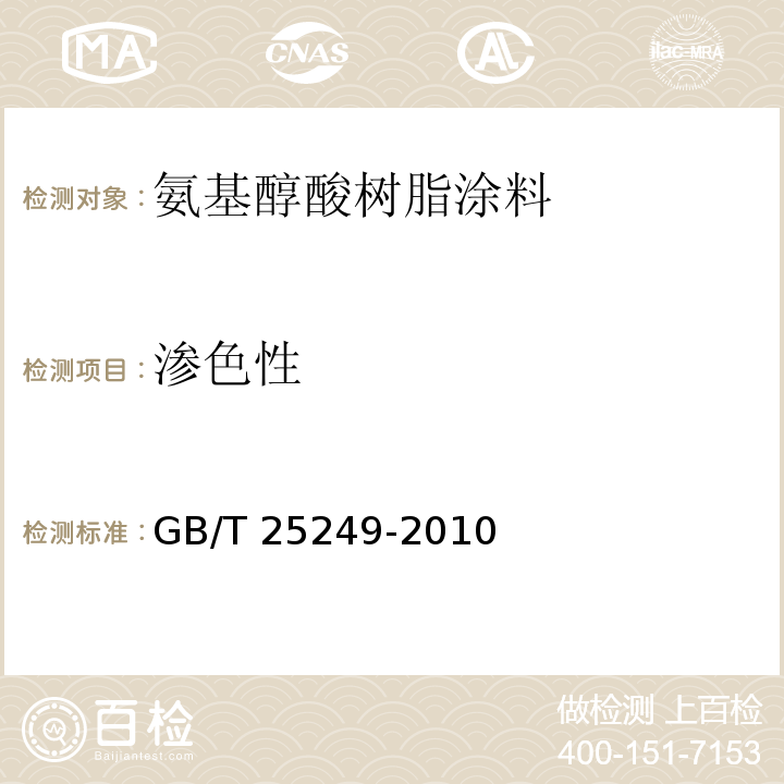 渗色性 氨基醇酸树脂涂料GB/T 25249-2010