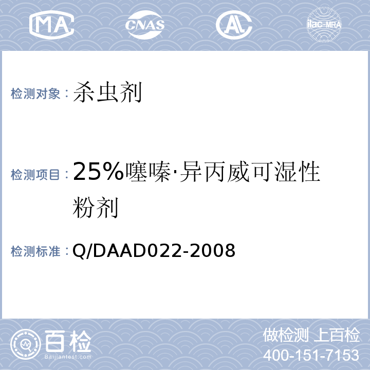 25%噻嗪·异丙威可湿性粉剂 25%噻嗪·异丙威可湿性粉剂 Q/DAAD022-2008
