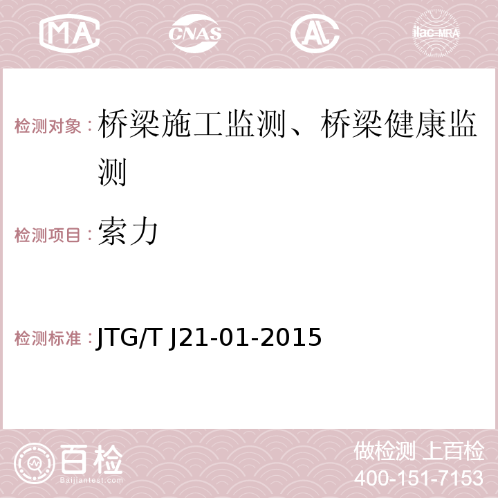 索力 公路桥梁荷载试验规程JTG/T J21-01-2015 附录B 索力振动测试法