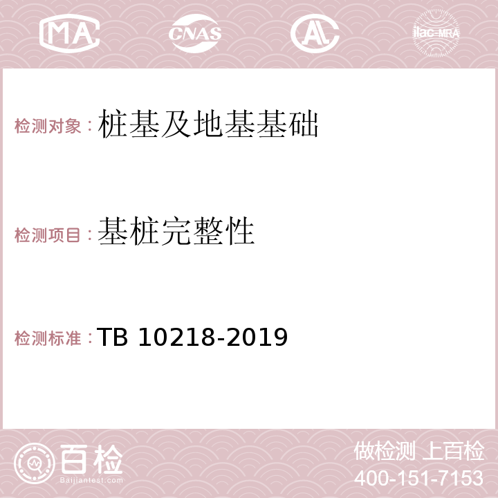 基桩完整性 铁路工程基桩无损检测技术规程 TB 10218-2019