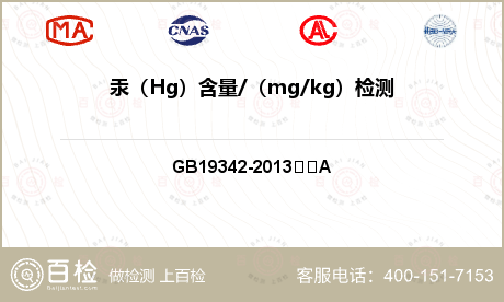 汞（Hg）含量/（mg/kg）检