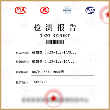 硫酸鹽（以SO<Sub>4</Sub><Sup>2-</Sup>計）含量的測定檢測