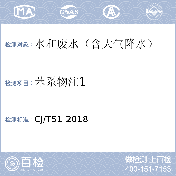 苯系物注1 CJ/T 51-2018 城镇污水水质标准检验方法