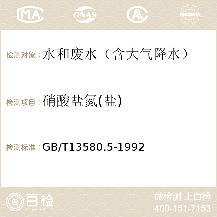 硝酸盐氮(盐) 大气降水中氟、氯、亚硝酸盐、硝酸盐、硫酸盐的测定离子色谱法GB/T13580.5-1992