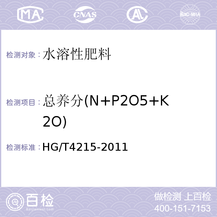 总养分(N+P2O5+K2O) HG/T 4215-2011 控释肥料