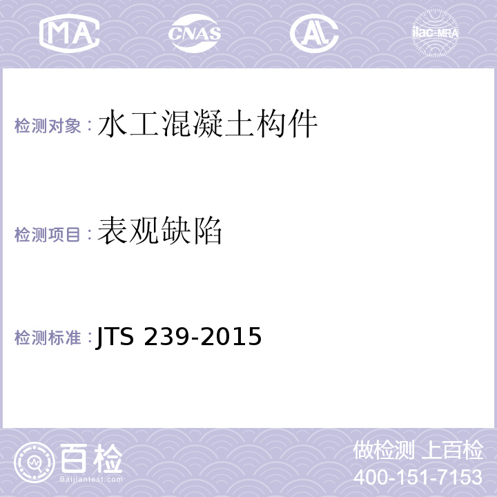 表观缺陷 水运工程混凝土结构实体检测技术规程 JTS 239-2015