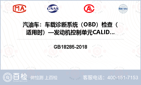 汽油车：车载诊断系统（OBD）检查（适用时）—发动机控制单元CALID/CVN信息检测