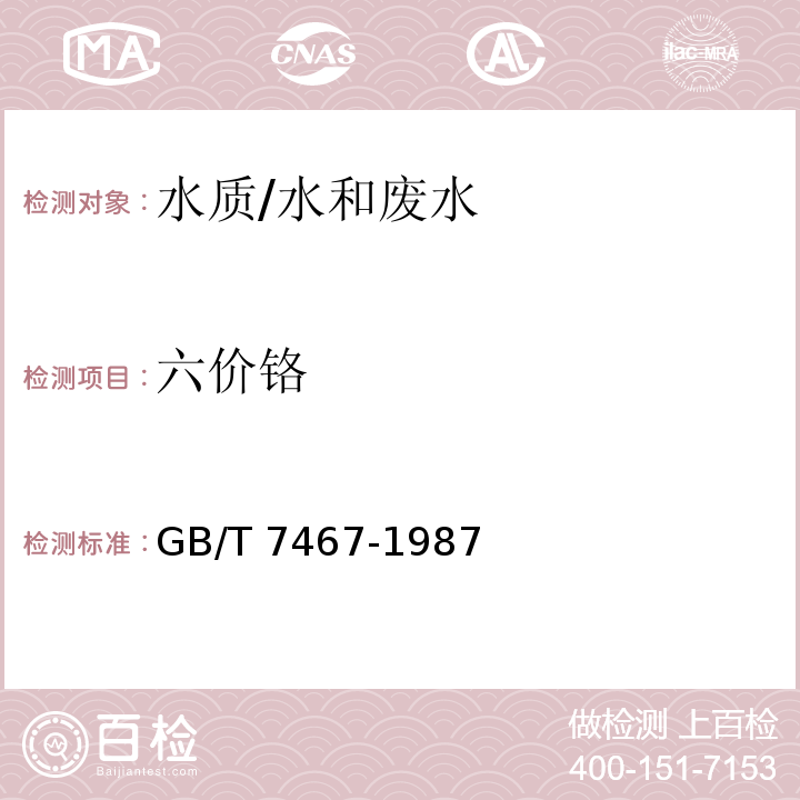 六价铬 水质 六价铬的测定 二苯碳酰二肼分光光度法/GB/T 7467-1987