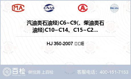 汽油类石油烃)C6~C9(、柴油类石油烃)C10~C14、C15~C28(、重油类石油烃)C29~C40(检测
