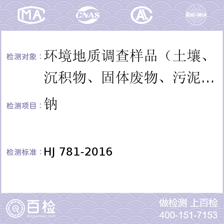 钠 固体废物 22种金属元素的测定 电感耦合等离子体发射光谱法HJ 781-2016