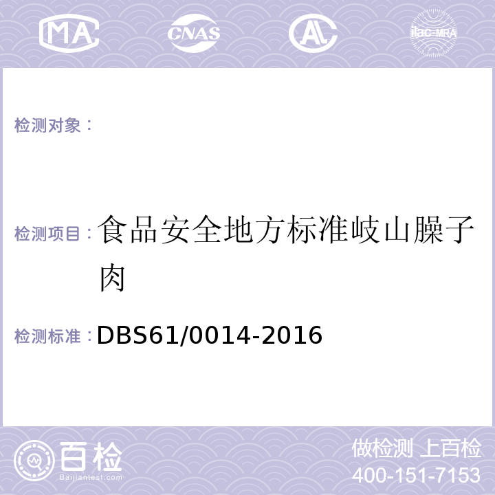 食品安全地方标准岐山臊子肉 DBS 61/0014-2016 DBS61/0014-2016