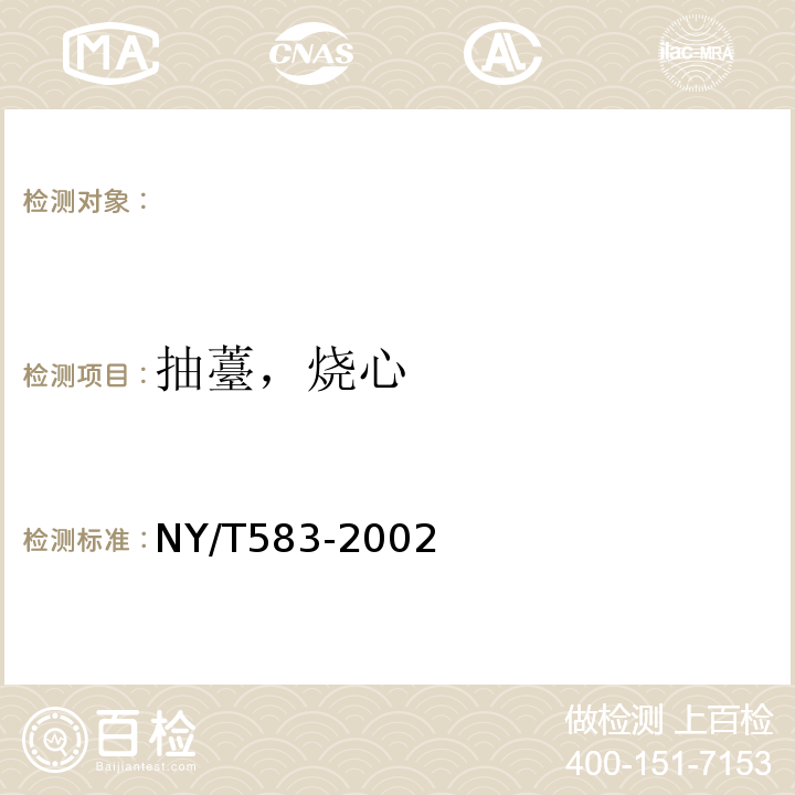 抽薹，烧心 NY/T 583-2002 结球甘蓝