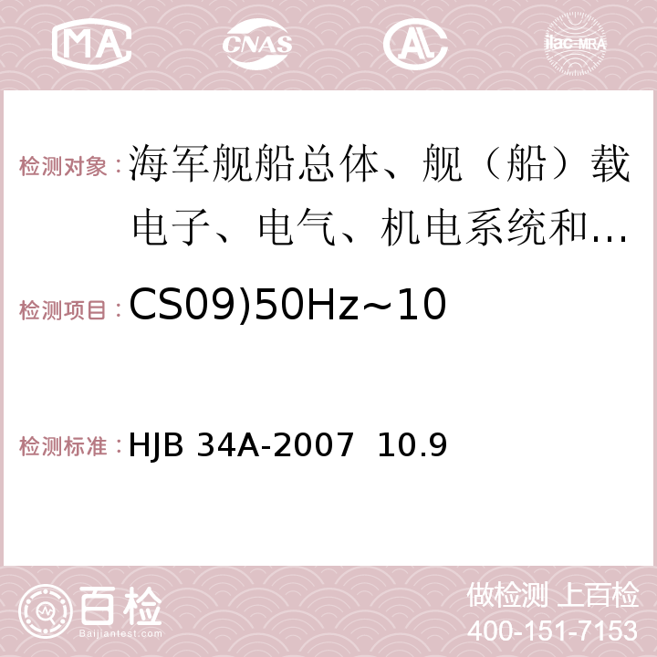CS09)50Hz~100kHz环流传导敏感度( HJB 34A-2007 舰船电磁兼容性要求/HJB 34A-2007  10.9