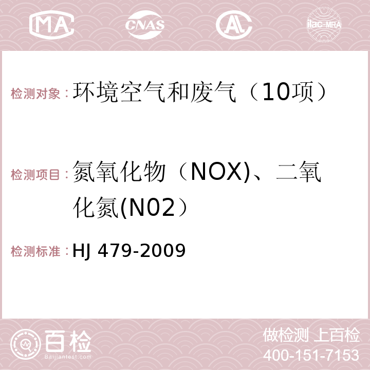 氮氧化物（NOX)、二氧化氮(N02） 环境空气 氮氧化物（一氧化氮和二氧化氮）的测定 盐酸萘乙二胺分光光度法 HJ 479-2009