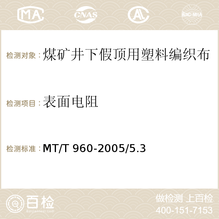 表面电阻 MT/T 960-2005 【强改推】煤矿井下假顶用塑料编织布