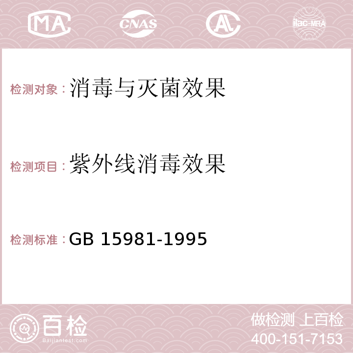 紫外线消毒效果 消毒与灭菌效果的评价方法与标准GB 15981-1995 第二篇