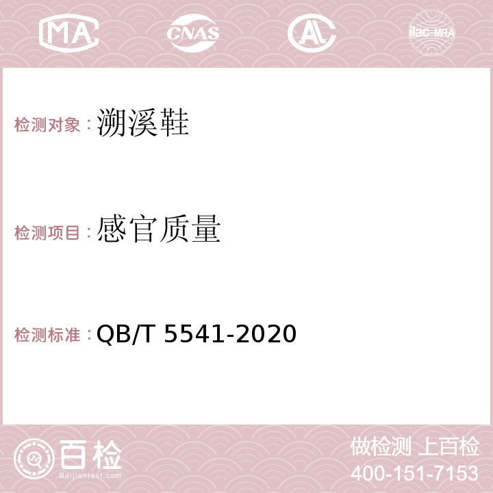 感官质量 QB/T 5541-2020 溯溪鞋
