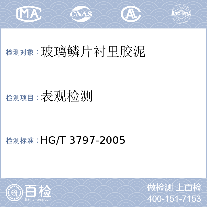 表观检测 HG/T 3797-2005 玻璃鳞片衬里胶泥