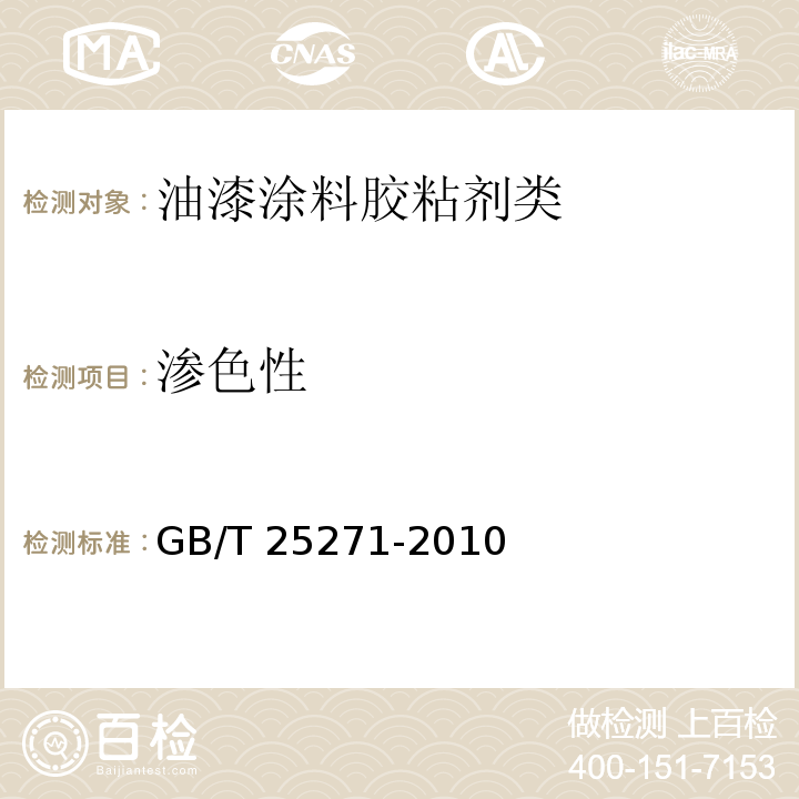 渗色性 硝基涂料GB/T 25271-2010　5.17