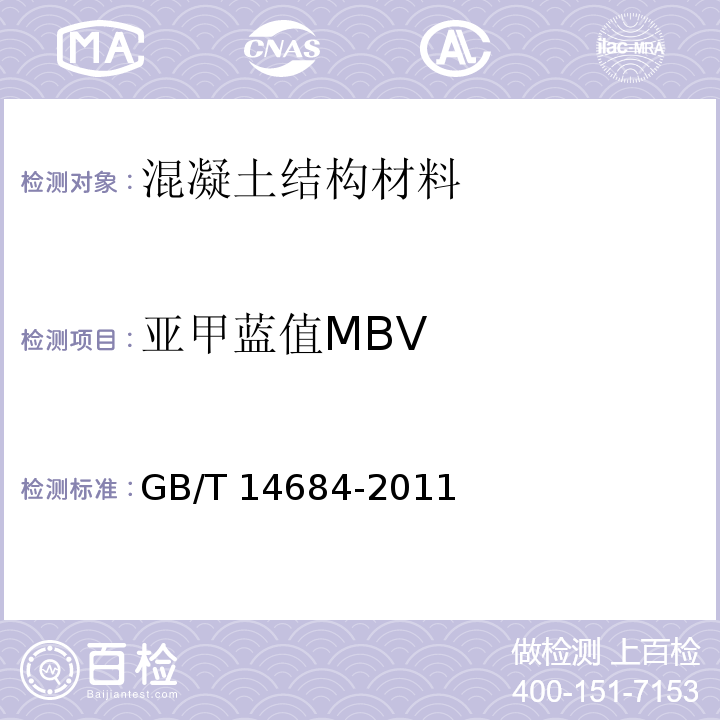 亚甲蓝值MBV 建设用砂