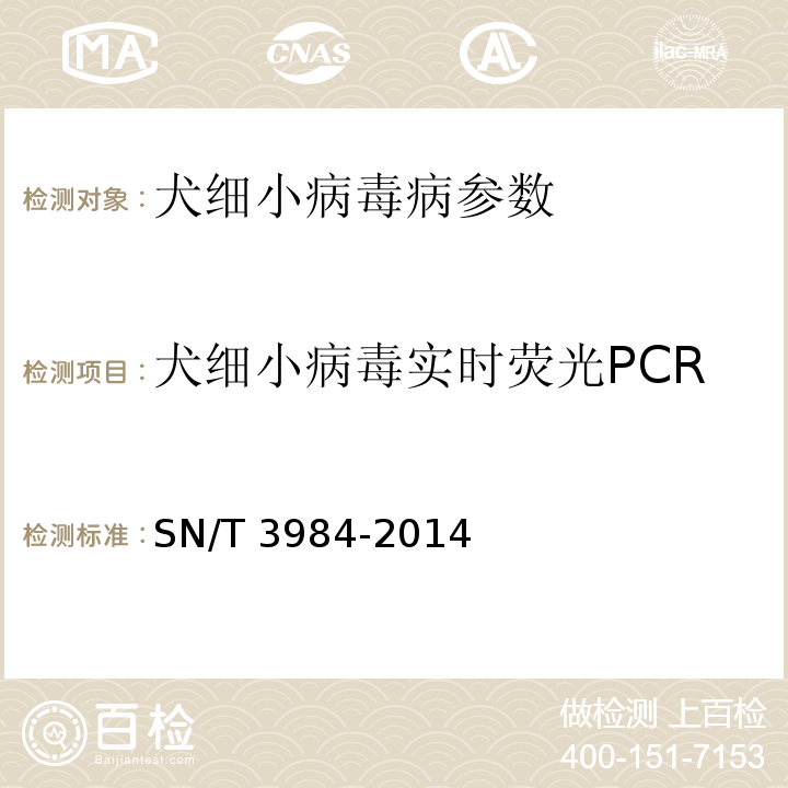 犬细小病毒实时荧光PCR SN/T 3984-2014 犬细小病毒实时荧光PCR检疫技术规范