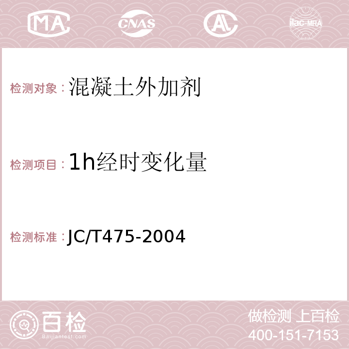 1h经时变化量 混凝土防冻剂 JC/T475-2004