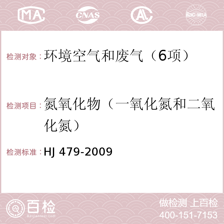 氮氧化物（一氧化氮和二氧化氮） 環境空氣 氮氧化物（一氧化氮和二氧化氮）的測定 鹽酸萘乙二胺分光光度法 HJ?479-2009及修改單