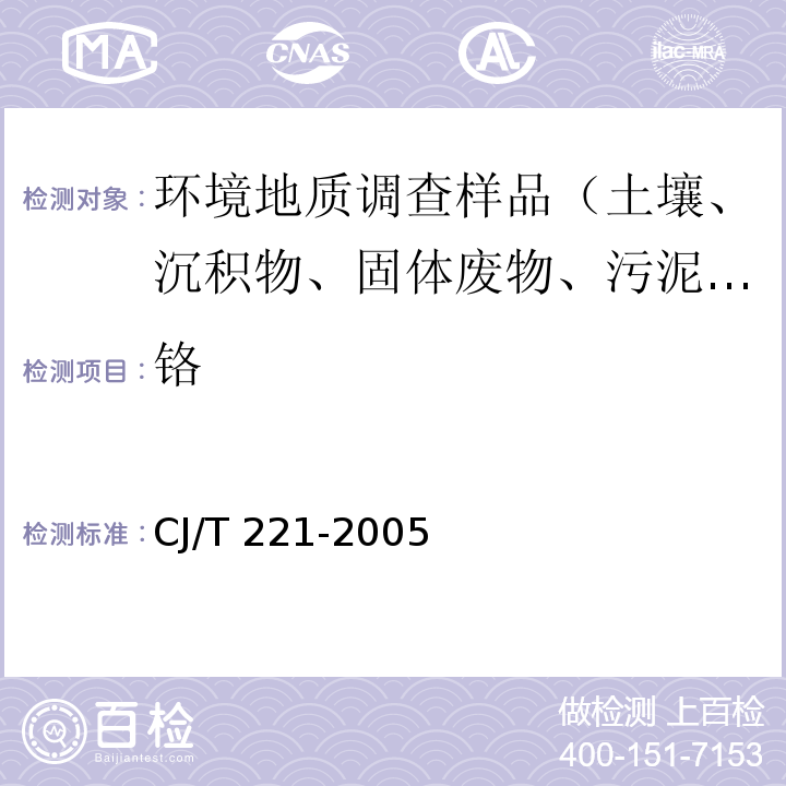 铬 城市污水处理厂污泥检验方法 常压消解后电感耦合等离子体发射光谱法 CJ/T 221-2005（36）