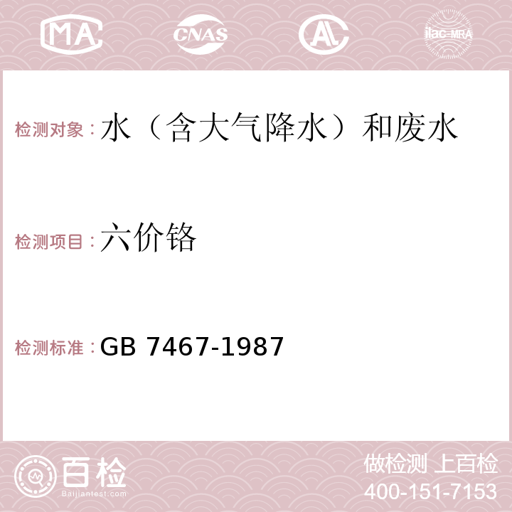 六价铬 水质 铬(六价)的测定　二苯碳酰二肼分光光度法 GB 7467-1987