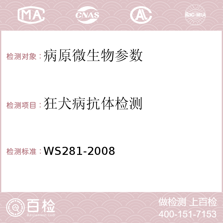 狂犬病抗体检测 狂犬病诊断标准 WS281-2008附录B.2