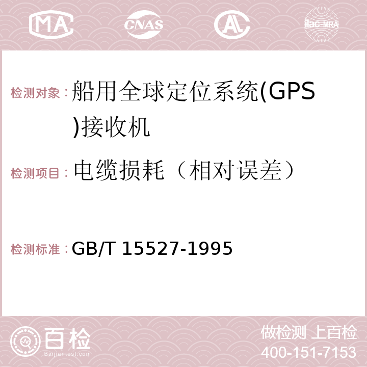 电缆损耗（相对误差） 船用全球定位系统(GPS)接收机通用技术条件GB/T 15527-1995