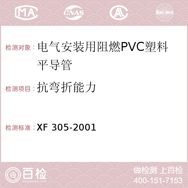 抗弯折能力 电气安装用阻燃PVC塑料平导管通用技术条件 XF 305-2001